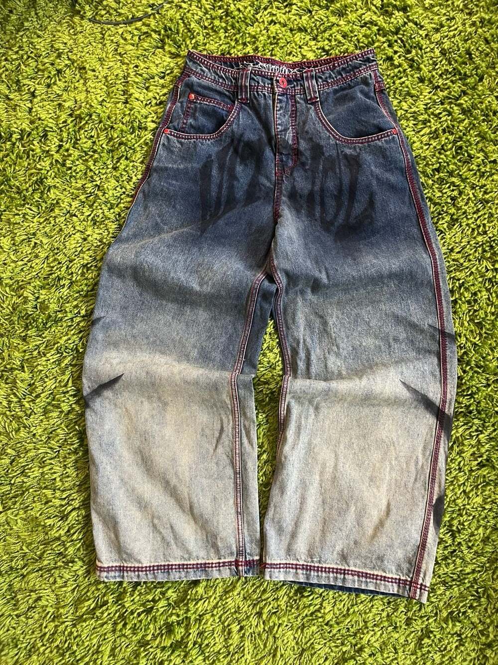 Vitriol Monster Drip Ombre Wash Ultra Wide Leg Jeans